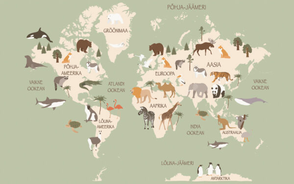 Aafrika loomad roheline kaart