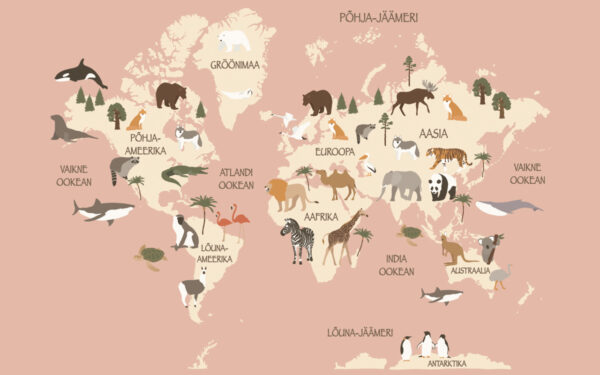 Aafrika loomad roosa kaart